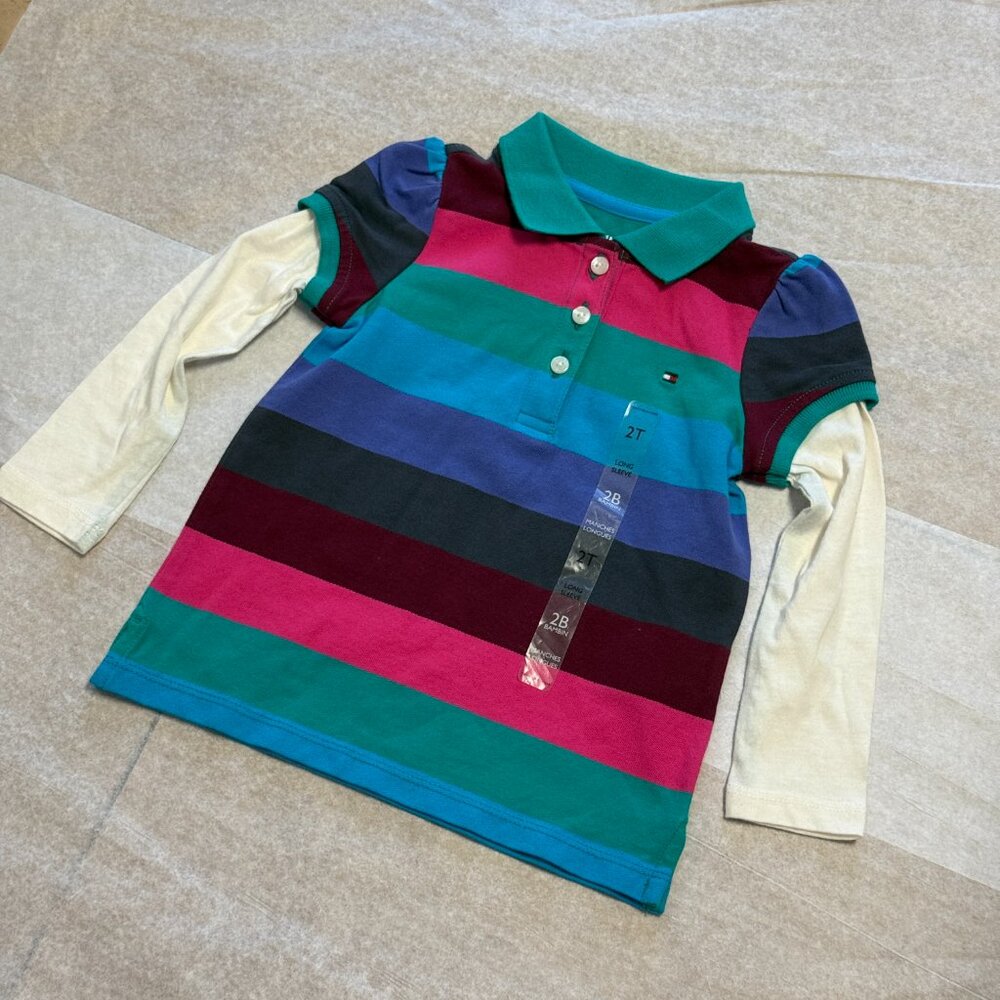 Tommy Hilfiger Layered-look Long Sleeve Toddler Polo Size 2T